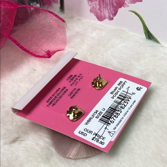 NWT KATE SPADE ♠️ POSH POPPY STATEMENT EARRINGS IN BLUSH - Picture 8 of 11